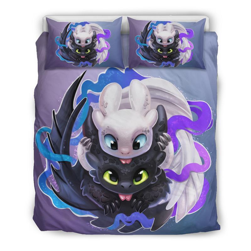 Toothless And The Light Fury Duvet Cover and Pillowcase Set Bedding Set 2 Toothless And The Light Fury Duvet Cover and Pillowcase Set Bedding Set 2