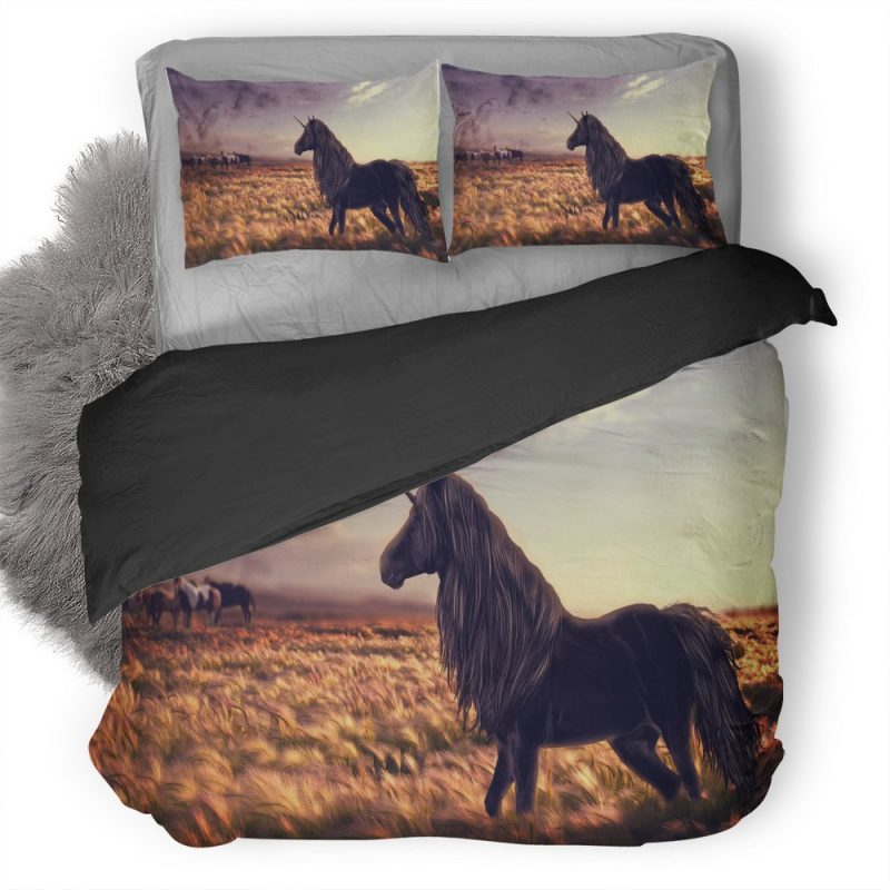Unicorn In Field 7Js Duvet Cover and Pillowcase Set Bedding Set Unicorn In Field 7Js Duvet Cover and Pillowcase Set Bedding Set