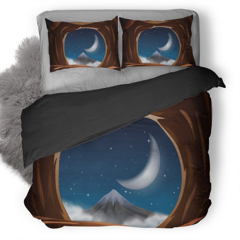 Vector Night View From The Cave Sy Duvet Cover and Pillowcase Set Bedding Set Vector Night View From The Cave Sy Duvet Cover and Pillowcase Set Bedding Set