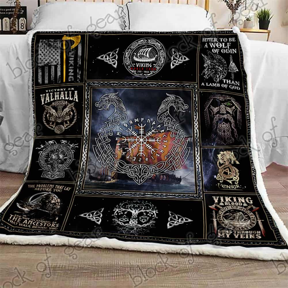 Victory Or Valhalla Ship Raven Tattoo Viking Blanket Victory Or Valhalla Ship Raven Tattoo Viking Blanket