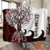 Viking Yggdrasil Red White Blanket