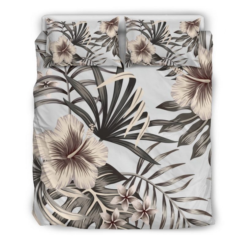 Vintage Hibiscus Plumeria Pattern Print Duvet Cover and Pillowcase Set Bedding Set Vintage Hibiscus Plumeria Pattern Print Duvet Cover and Pillowcase Set Bedding Set