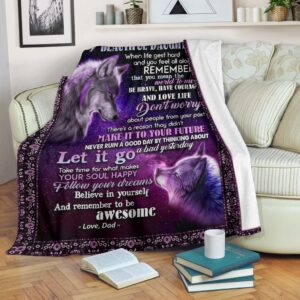 Wolf To My Daughter Follow Your Dreams Believe In Yourself Love Dad Full Printing Blanket