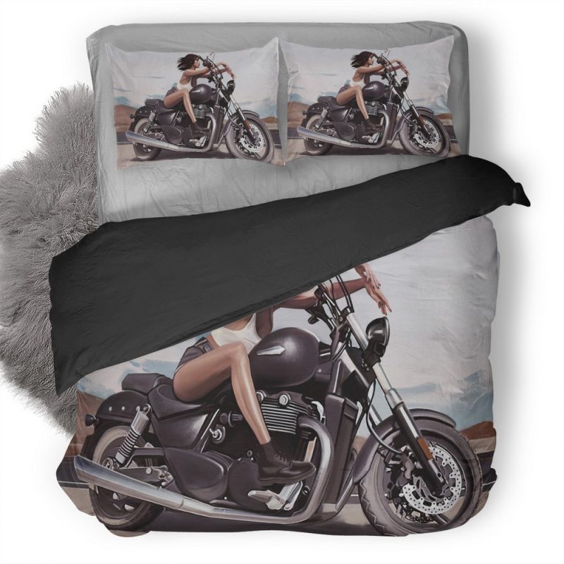 Women Sitting On Bike Artwork S7 Duvet Cover and Pillowcase Set Bedding Set Women Sitting On Bike Artwork S7 Duvet Cover and Pillowcase Set Bedding Set