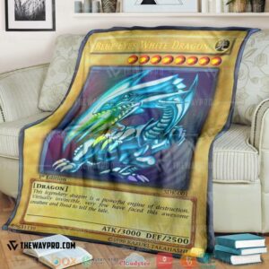 Yu Gi Oh Blue Eyes White Dragon 1St Edition Soft Blanket 1