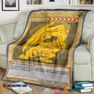Yu Gi Oh Golden Blue Eyes White Dragon Card Soft Blanket 3