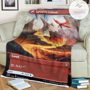 Znr 289 Lavaglide Pathway Mtg Game Magic The Gathering Fleece Blanket