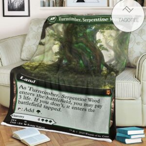 Znr 364 Turntimber Serpentine Wood Mtg Game Magic The Gathering Fleece Blanket