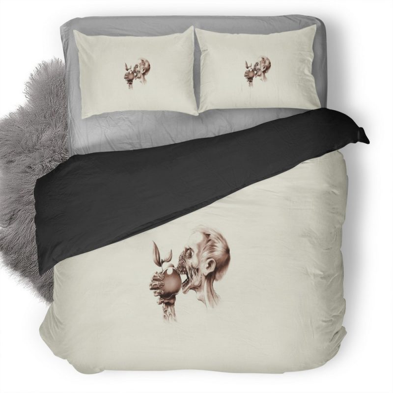 Zombie Apple Bite Minimalism Duvet Cover and Pillowcase Set Bedding Set Zombie Apple Bite Minimalism Duvet Cover and Pillowcase Set Bedding Set