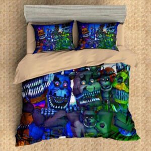 ize The Five Nights At FreddyS Flat Sheet Duvet Cover and Pillowcase Set Bedding Set